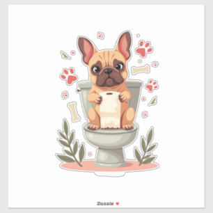 Sticker Bouledogue français en colère vintage tenant du pa