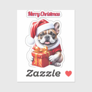 Sticker Bouledogue français Noël French Bulldog 