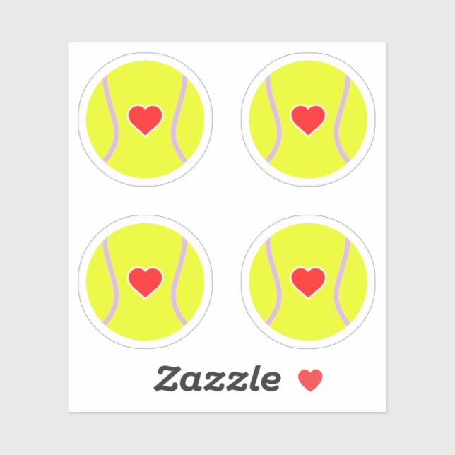 Sticker Boules de tennis avec pack de coeur rouge (Feuille)