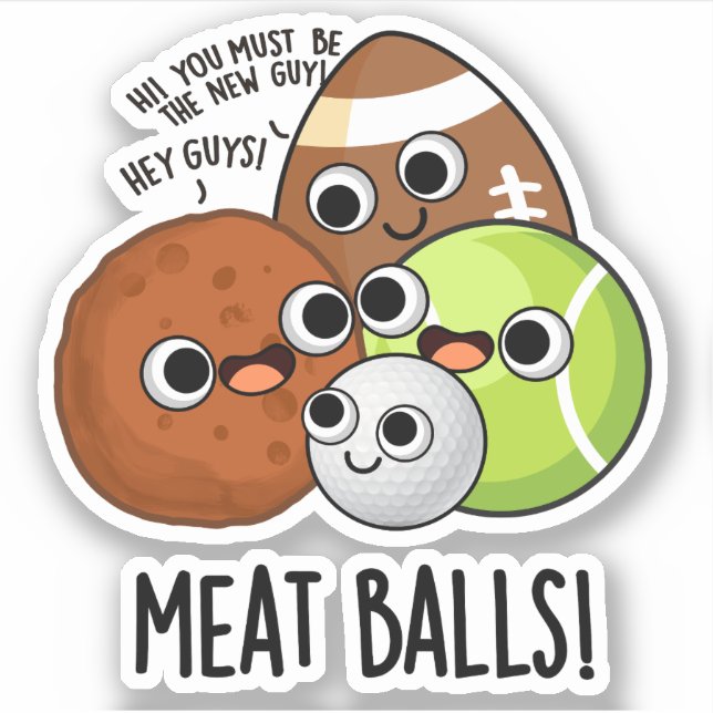 Sticker Boules de viande amusant jeu de nourriture (Devant)