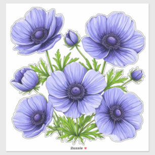 Sticker Bouquet d'anémones violettes