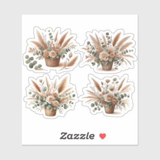 Sticker Bouquet dans un panier de style bohème