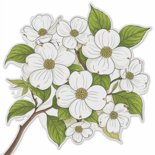 Sticker Bouquet de fleurs de cornouiller blanc sur une bra (Devant)