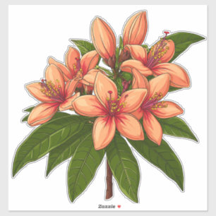 Sticker Bouquet de fleurs d'hibiscus orange vif