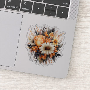Sticker Bouquet de fleurs gris-jaune orange