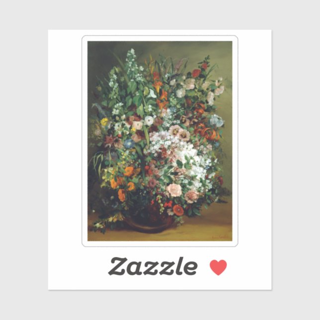 Sticker Bouquet de fleurs Gustave Courbet dans un vase (Feuille)
