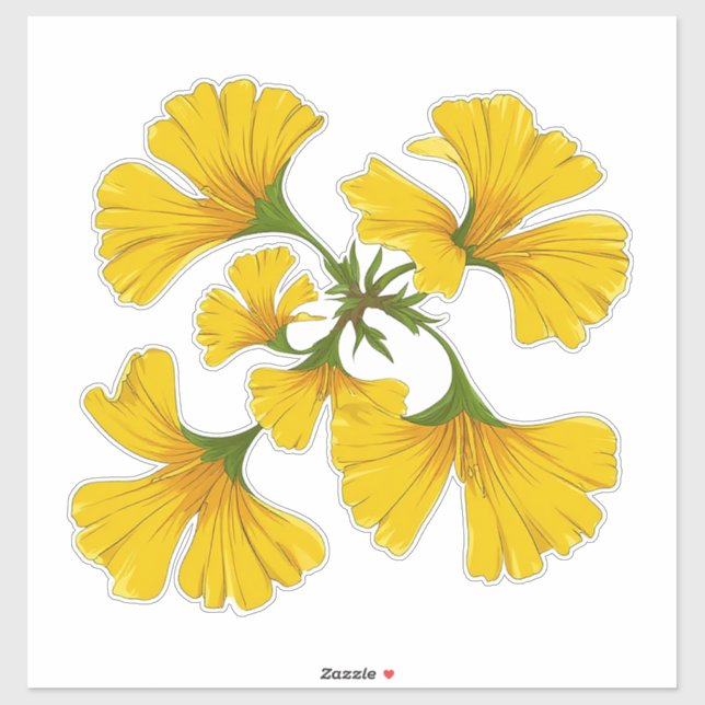 Sticker Bouquet de fleurs jaune vif (Feuille)