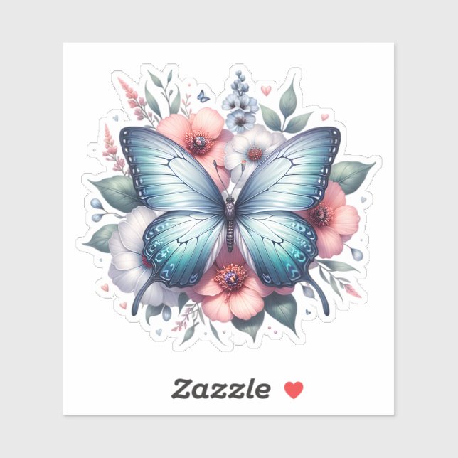 Sticker Bouquet de fleurs papillon vibrant Art-96283 (Feuille)