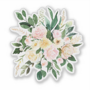 Sticker Bouquet de fleurs rose pâle et blanc