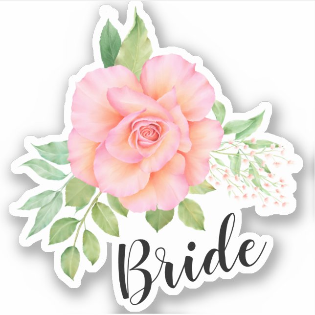 Sticker Bouquet de fleurs rose vert Rose (Devant)