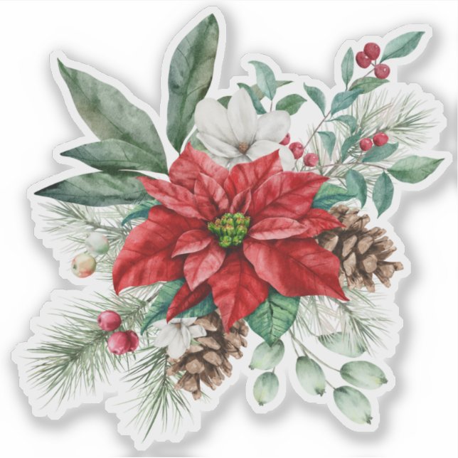 Sticker Bouquet de Noël Poinsettia (Devant)