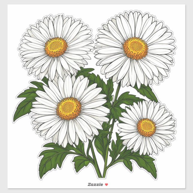 Sticker Bouquet de pâquerettes blanches (Feuille)