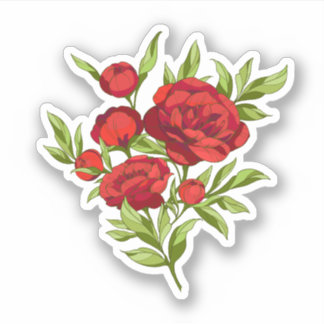 Sticker Bouquet de pivoines rouges