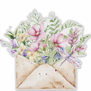 Sticker Bouquet de posy de fleurs sauvages d'aquarelle en 