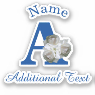 Sticker Bouquet de roses blanches Monogramme A Personnalis