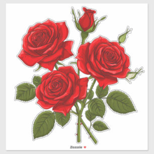 Sticker Bouquet de roses rouges