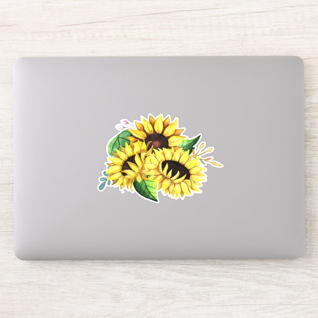 Sticker Bouquet de tournesol jaune en aquarelle (Ordinateur)