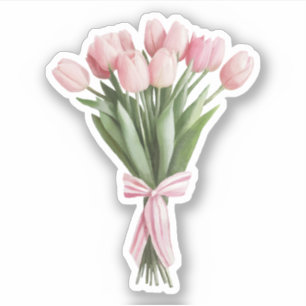 Sticker Bouquet de tulipes roses