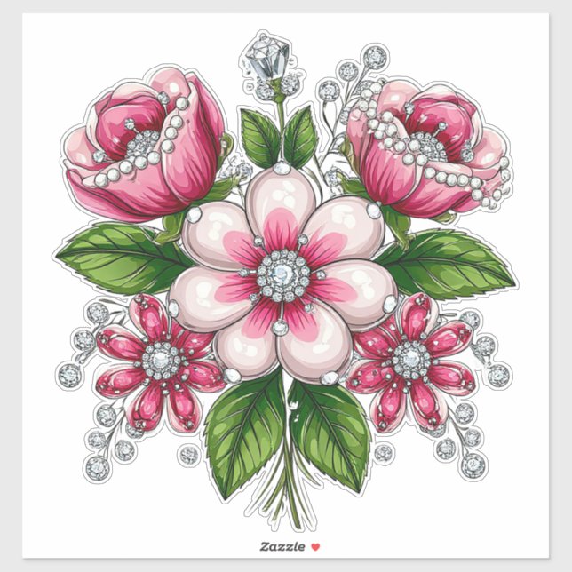 Sticker Bouquet floral coloré (Feuille)