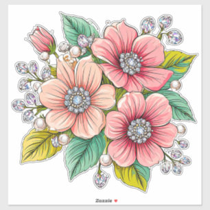 Sticker Bouquet floral coloré