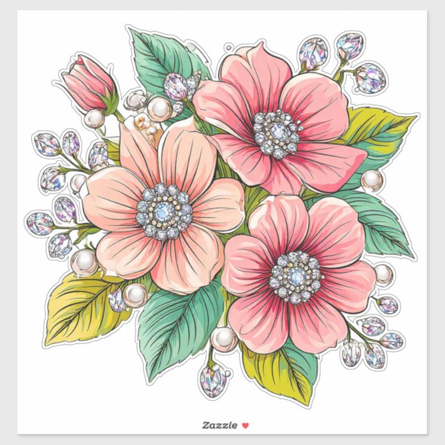 Sticker Bouquet floral coloré (Feuille)