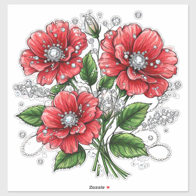 Sticker Bouquet floral coloré (Feuille)