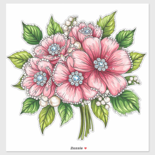 Sticker Bouquet floral coloré (Feuille)