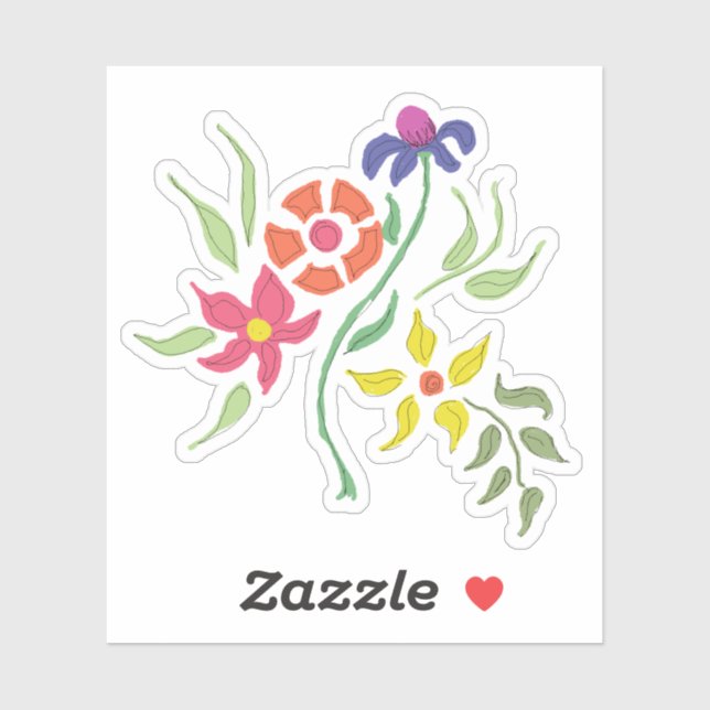 Sticker Bouquet floral de couleur vive (Feuille)