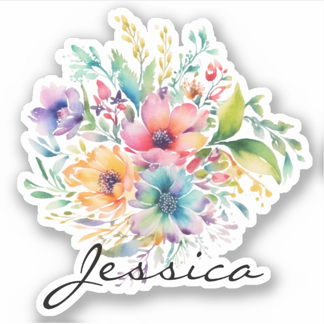 Sticker Bouquet floral rose de Bourgogne Personnaliser le  (Devant)