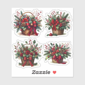 Sticker Bouquet in a festive holiday basket
