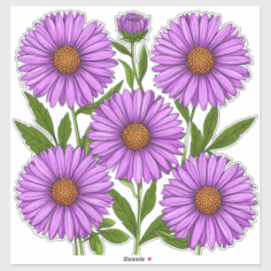 Sticker Bouquet vibrant de chrysanthèmes violets