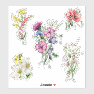 Sticker Bouquets de Fleurs sauvages couleur aquarelle