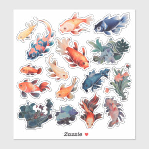 Sticker Bouteille de poisson d'aquarelle