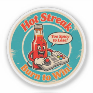 Sticker Bouteille de Sauce Piquante Cartoon avec Manette d