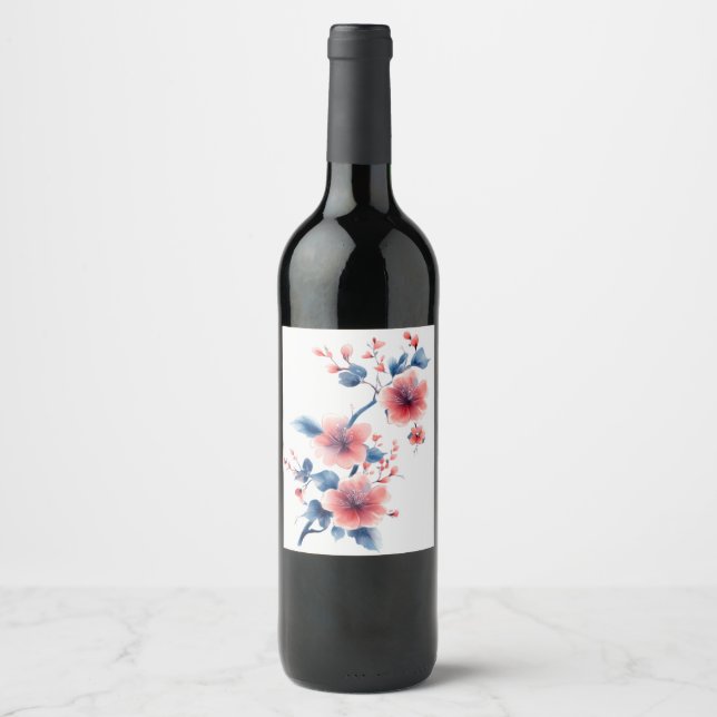 sticker bouteille de vin de fleur (Devant)