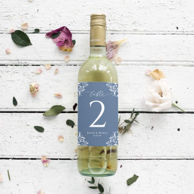Sticker Bouteille de vin mariage Numéros de tableau Bâton  (Créateur téléchargé)