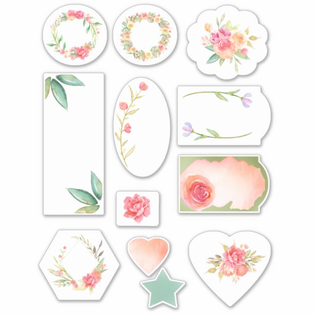 Sticker Bouteille florale d'aquarelle féminine (Devant)