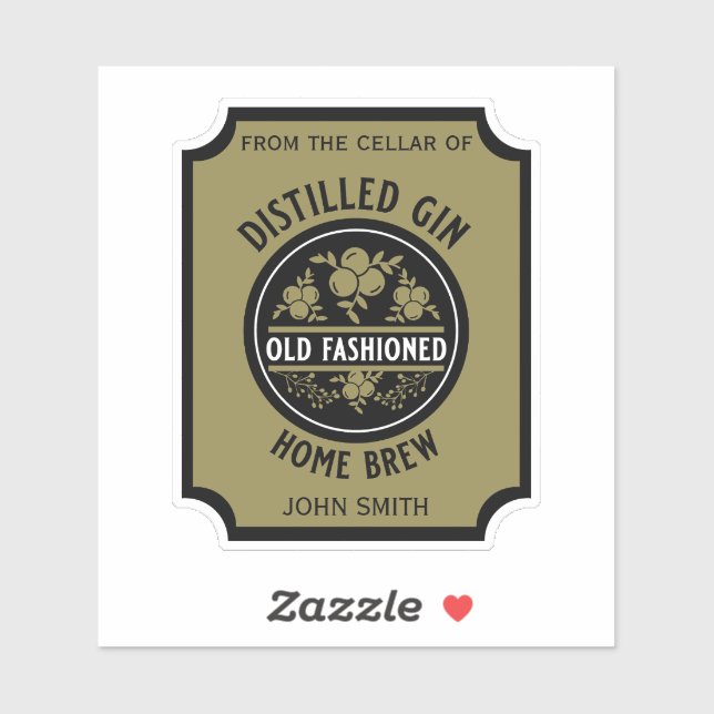 Sticker Bouteille Gin Personnalisée (Feuille)