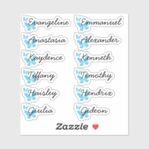 Sticker Bouteille Pastel Blue Butterflies Liste d'invités