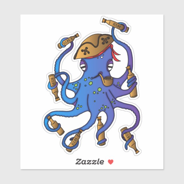 Sticker Bouteilles de pieuvre et de rhum en saumure de pir (Feuille)