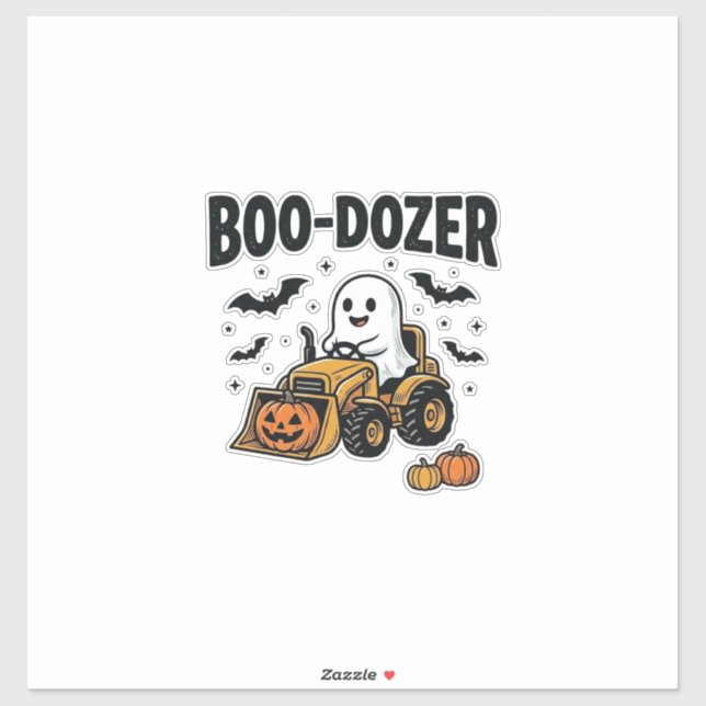 Sticker Bouteur fantôme Halloween Boo-Dozer Design_1 (Feuille)