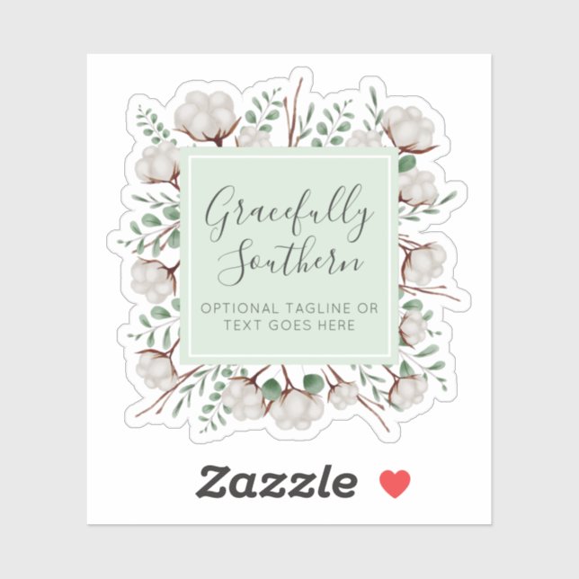 Sticker Boutique Rustic Southern Cotton Boll Flowers Logo (Feuille)