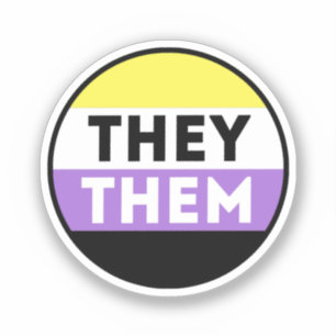 Sticker Bouton non binaire - Ils