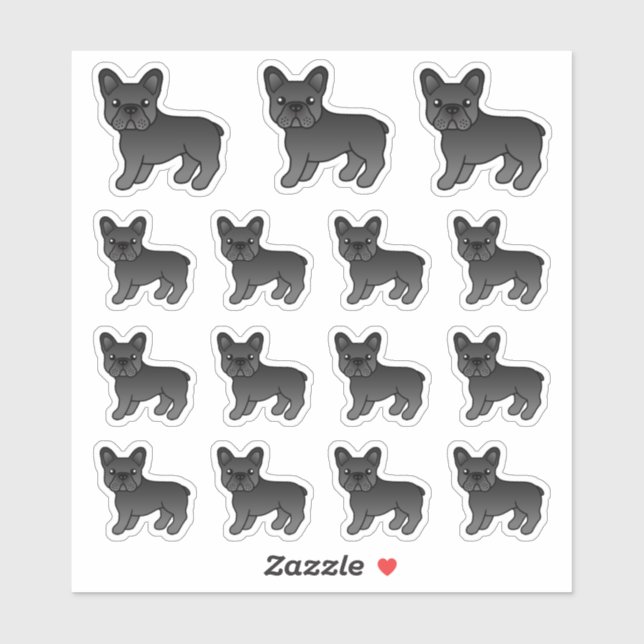 Sticker Bouvier français bouledogue noir mignon chiens de  (Feuille)