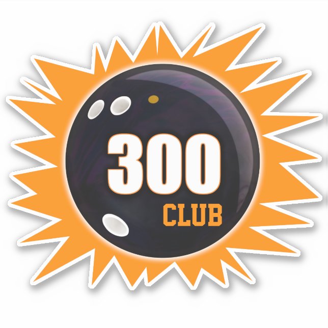 Sticker Bowling 300 Club, Bowling Ball & Orange, Vinyl (Devant)