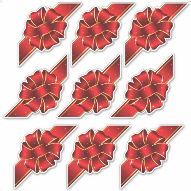 Sticker Bows cadeau Red Sparkly pour l'autocollant Kiss-Cu (Devant)