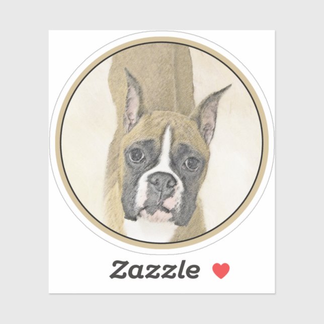 Sticker Boxer Painting - Joli Art Original de Chien (Feuille)