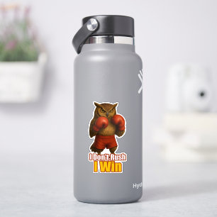 Sticker Boxing Owl  Win with Patience