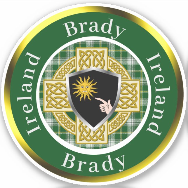 Sticker Brady Irish Shield & Celtic Cross Personnalisé (Devant)