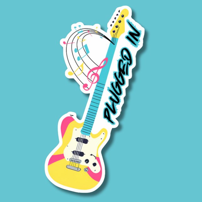 Sticker Branché Dans Guitare Électrique Étanche (Créateur téléchargé)